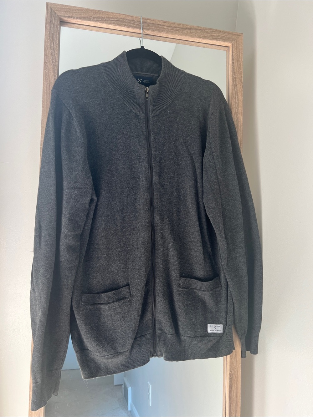 Charcoal Zip-Up Men's Sweater Jacket